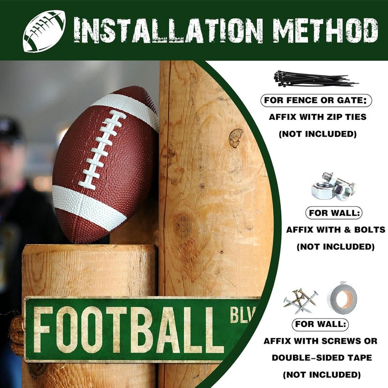Rasonus Football Party Decorations Accessories Gifts for Boys 8-12 Football Stuff Wall Decor for Men Room Football Room Gear Teen Boys Birthday Christmas Vintage Wall Sign - Image 4